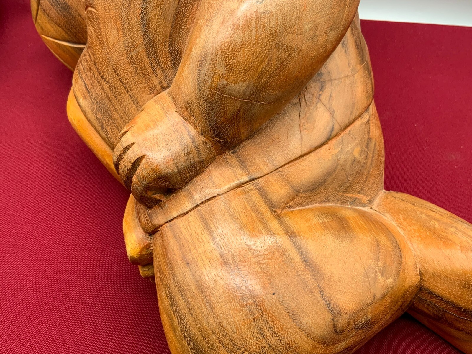 SEHR GROSSE CHINA SKULPTUR JUNGE MIT BALL HOLZ MASSIV HANDGESCHNITZT – Bild 12