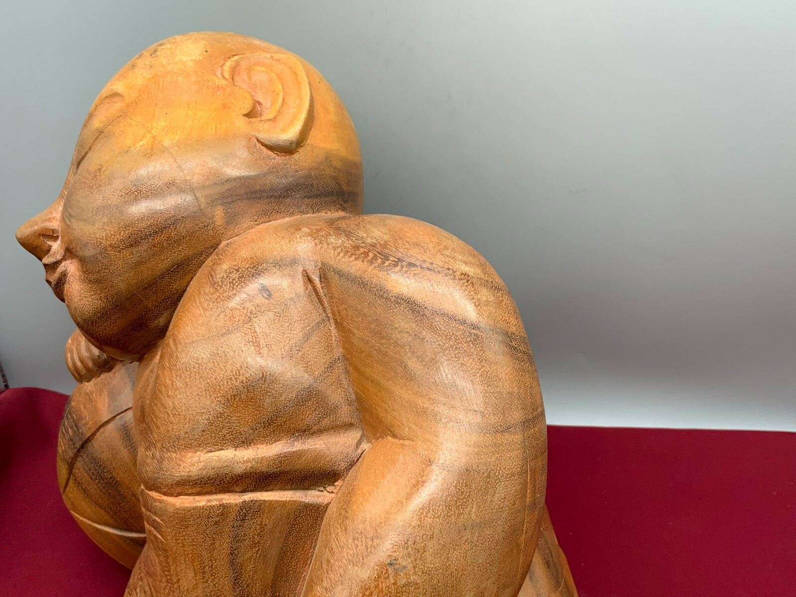 SEHR GROSSE CHINA SKULPTUR JUNGE MIT BALL HOLZ MASSIV HANDGESCHNITZT – Bild 13