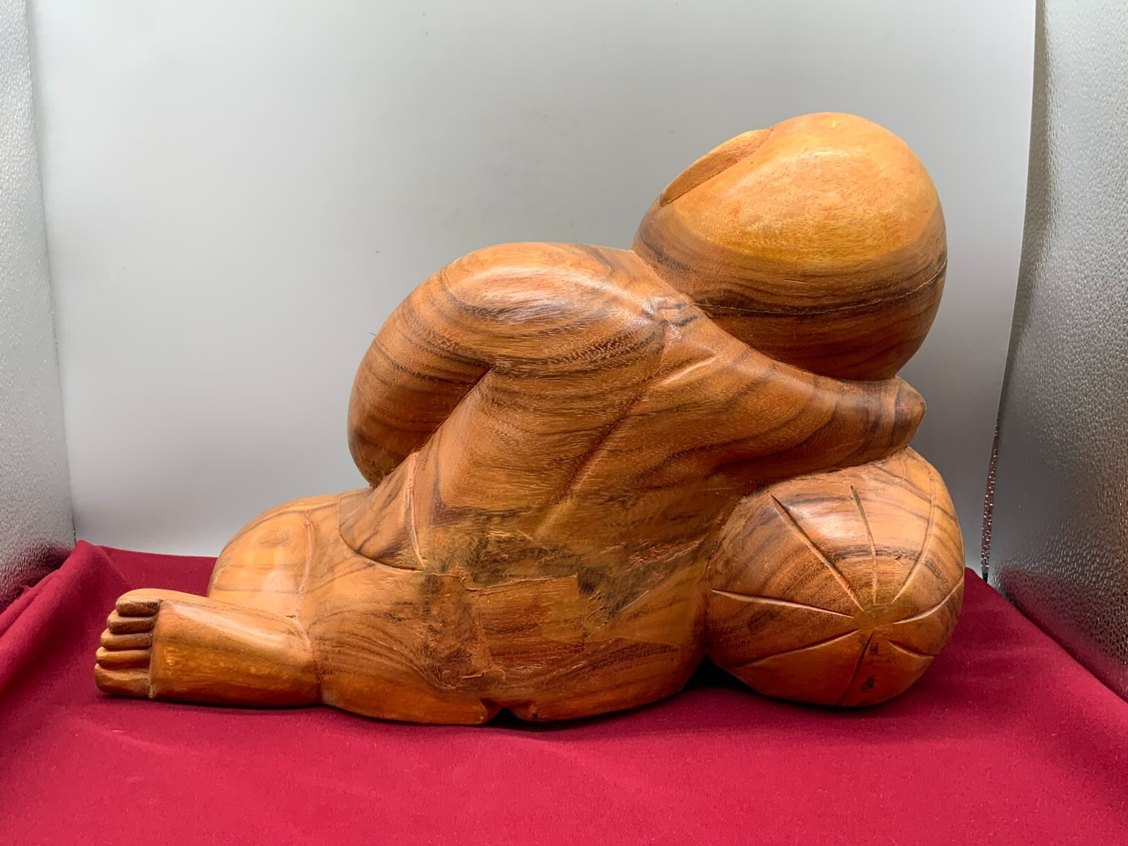 SEHR GROSSE CHINA SKULPTUR JUNGE MIT BALL HOLZ MASSIV HANDGESCHNITZT – Bild 4