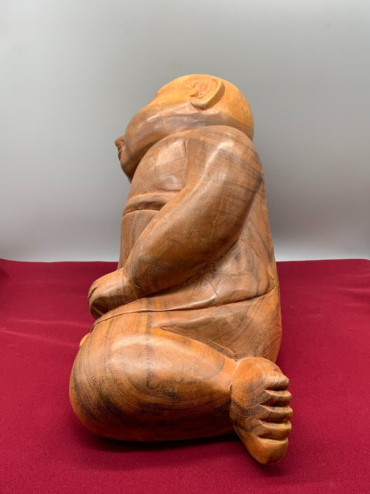 SEHR GROSSE CHINA SKULPTUR JUNGE MIT BALL HOLZ MASSIV HANDGESCHNITZT – Bild 5