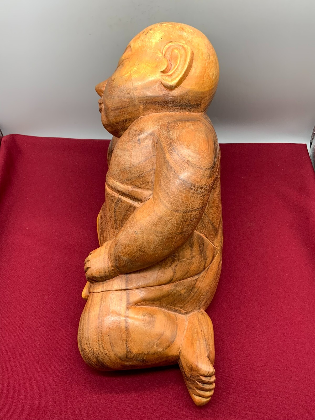 SEHR GROSSE CHINA SKULPTUR JUNGE MIT BALL HOLZ MASSIV HANDGESCHNITZT – Bild 6