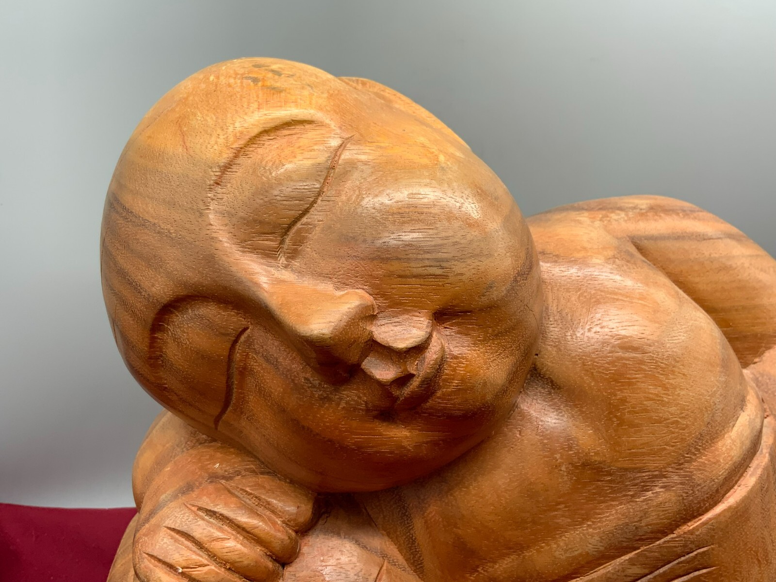 SEHR GROSSE CHINA SKULPTUR JUNGE MIT BALL HOLZ MASSIV HANDGESCHNITZT – Bild 7