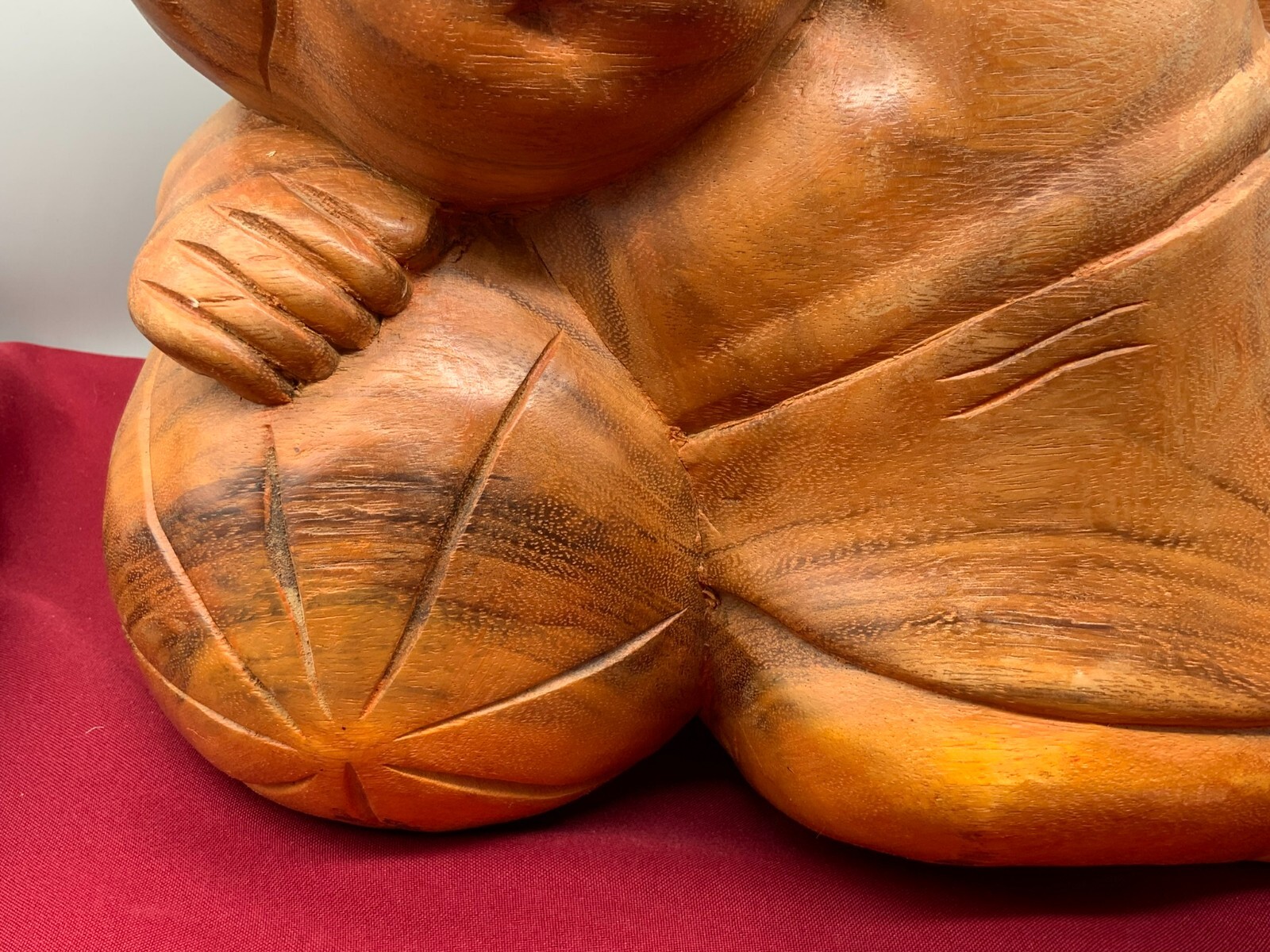 SEHR GROSSE CHINA SKULPTUR JUNGE MIT BALL HOLZ MASSIV HANDGESCHNITZT – Bild 8