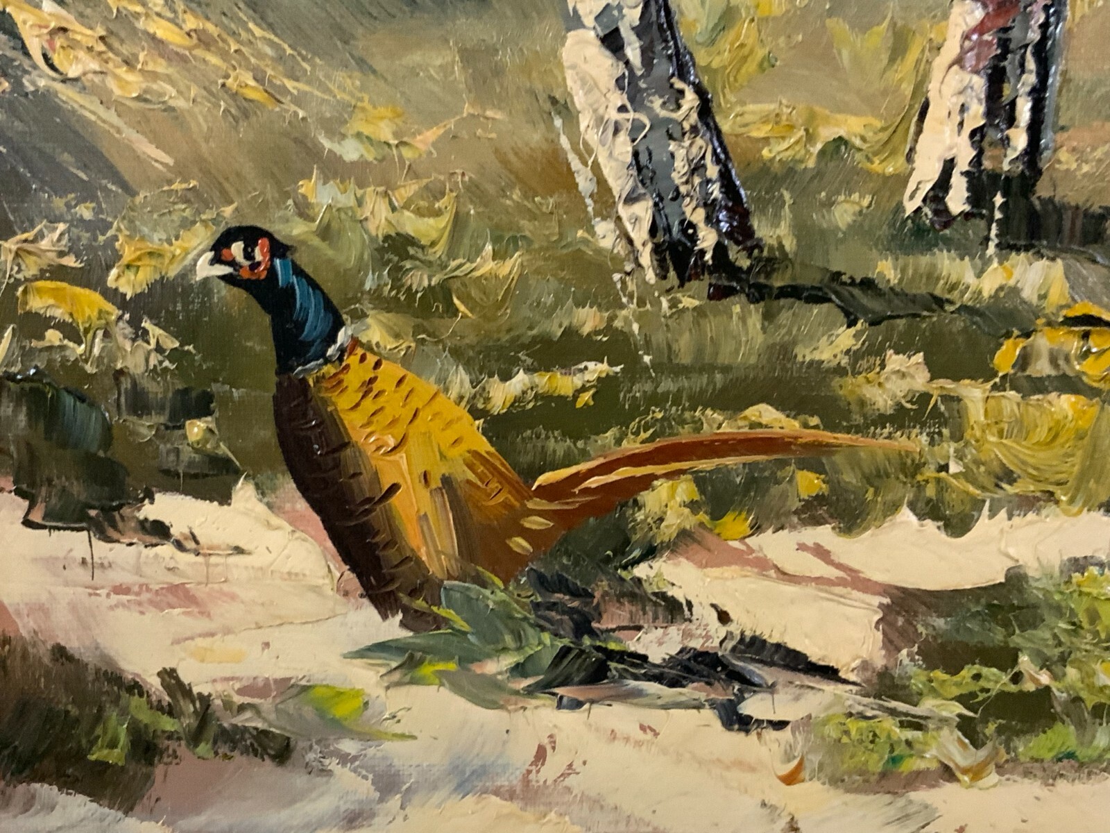 ÖL GEMÄLDE LANDSCHAFT WALDANSICHT MIT WEIHER MIT RAHMEN 81x60cm – Bild 5