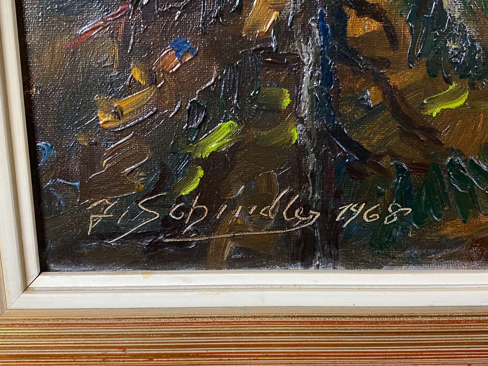 Ölgemälde auf Leinwand sehr gut gerahmt BERG LANDSCHAFT signiert J. SCHINDLER – Bild 4