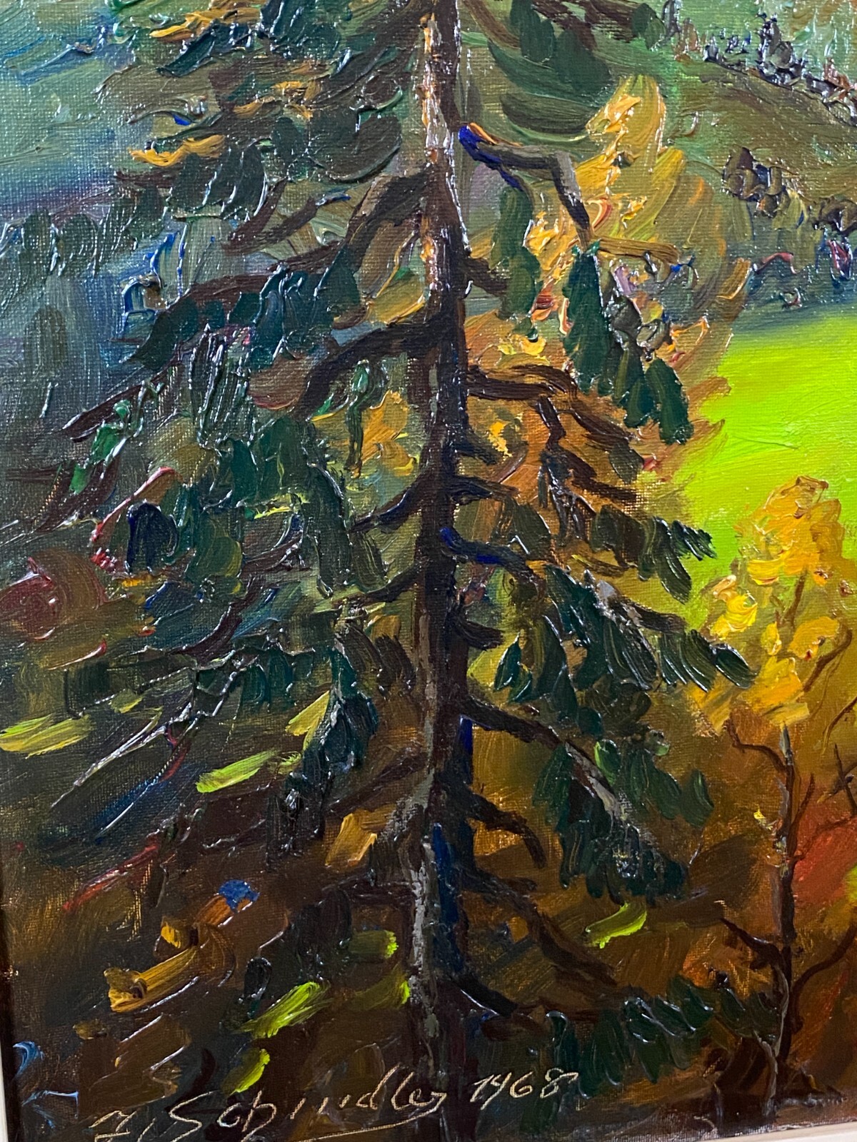 Ölgemälde auf Leinwand sehr gut gerahmt BERG LANDSCHAFT signiert J. SCHINDLER – Bild 6