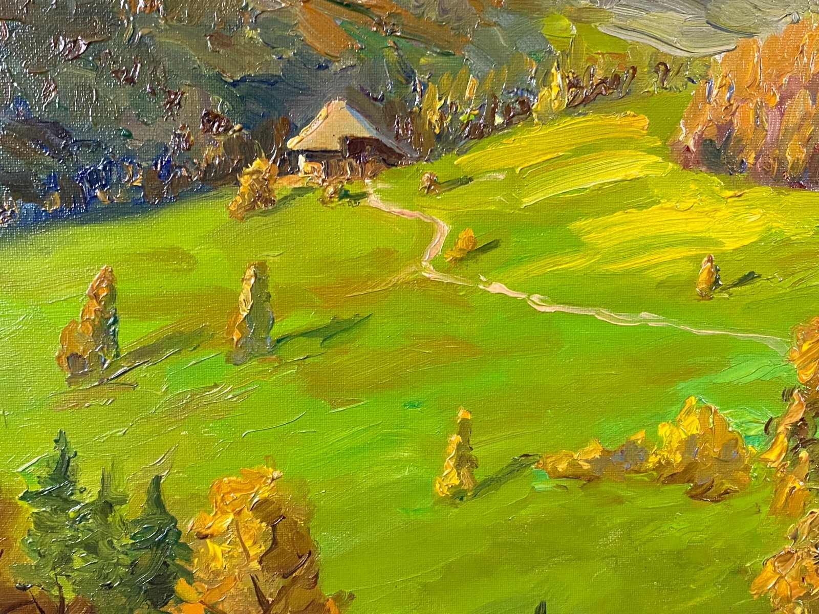 Ölgemälde auf Leinwand sehr gut gerahmt BERG LANDSCHAFT signiert J. SCHINDLER – Bild 7