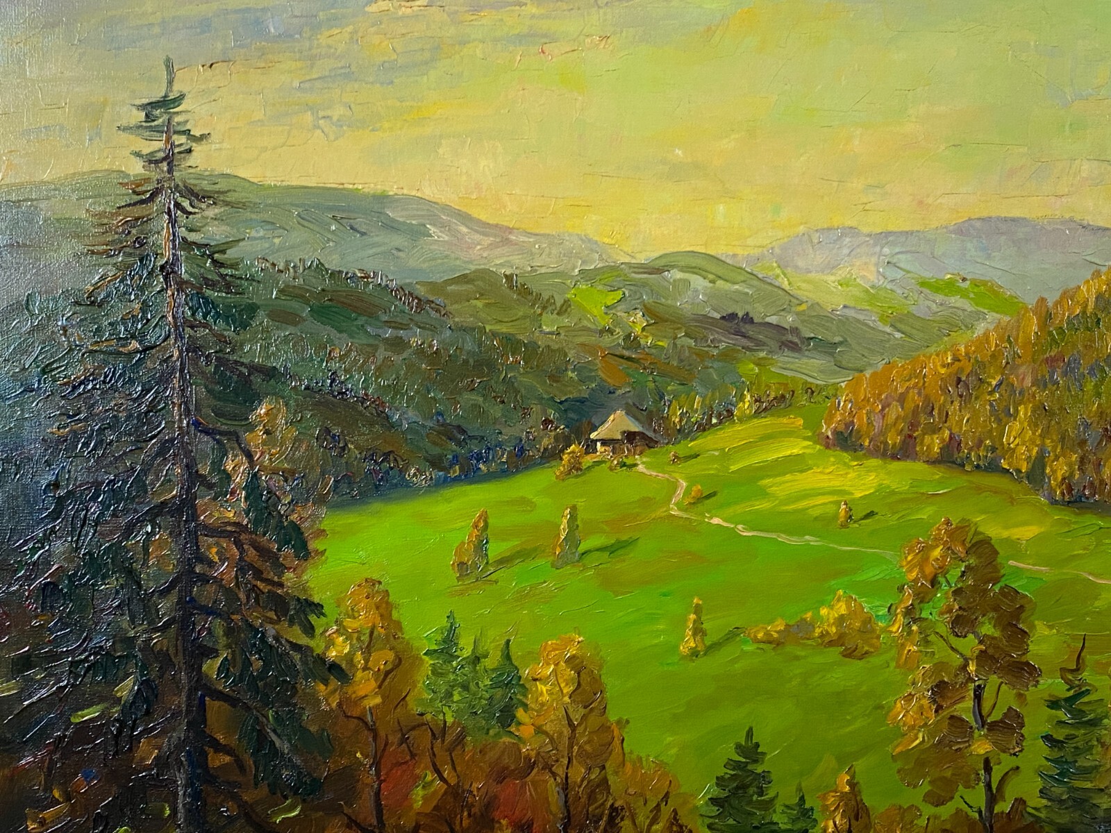 Ölgemälde auf Leinwand sehr gut gerahmt BERG LANDSCHAFT signiert J. SCHINDLER