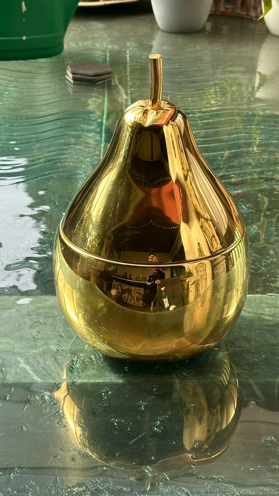 ETTORE SOTTSASS VINTAGE EISWÜRFELBEHÄLTER BIRNE MESSING VERGOLDET