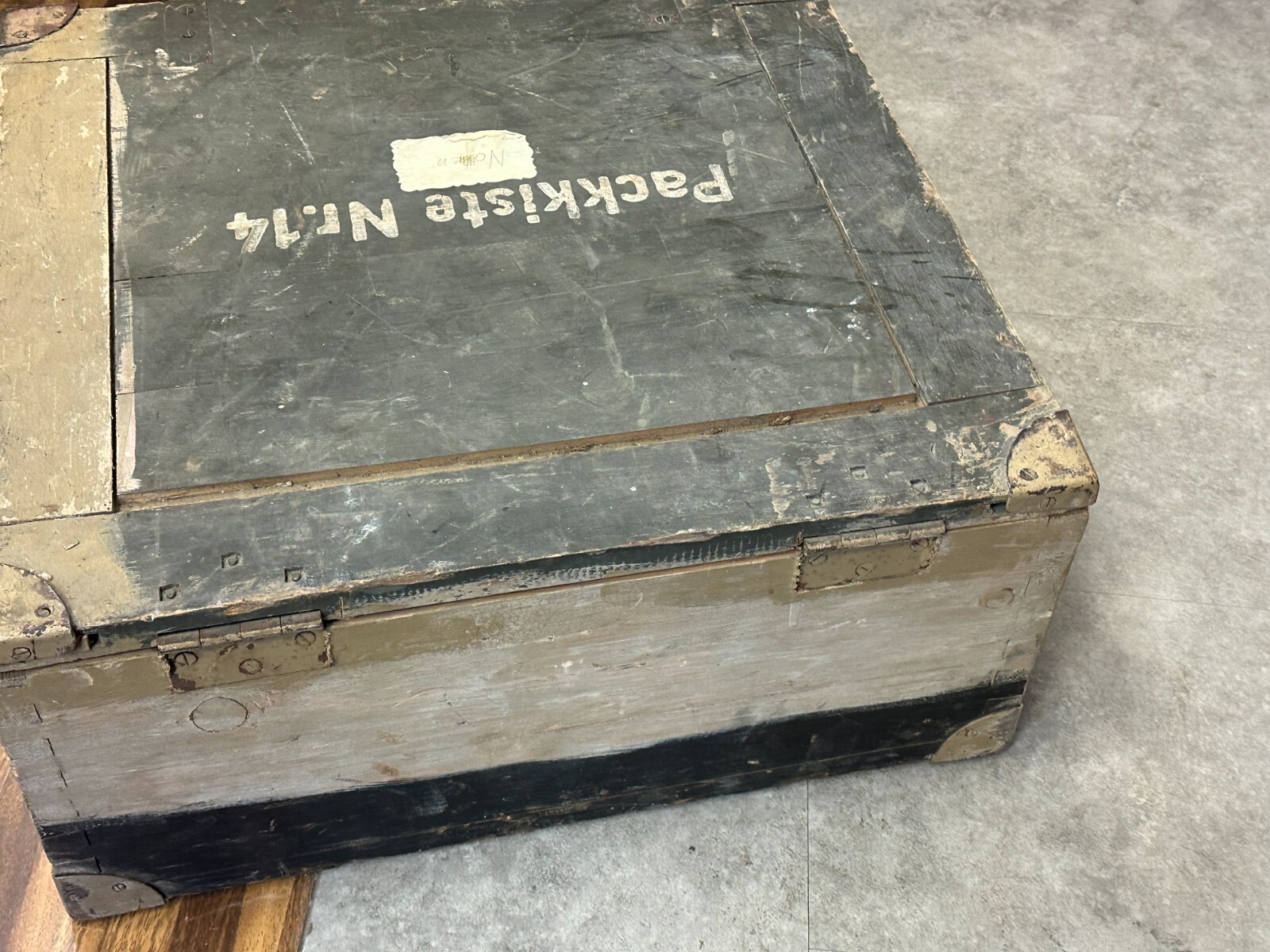 ANTIKE PACKKISTE KISTE AUS HOLZ MASSIV METALL SCHLIESSER – Bild 11