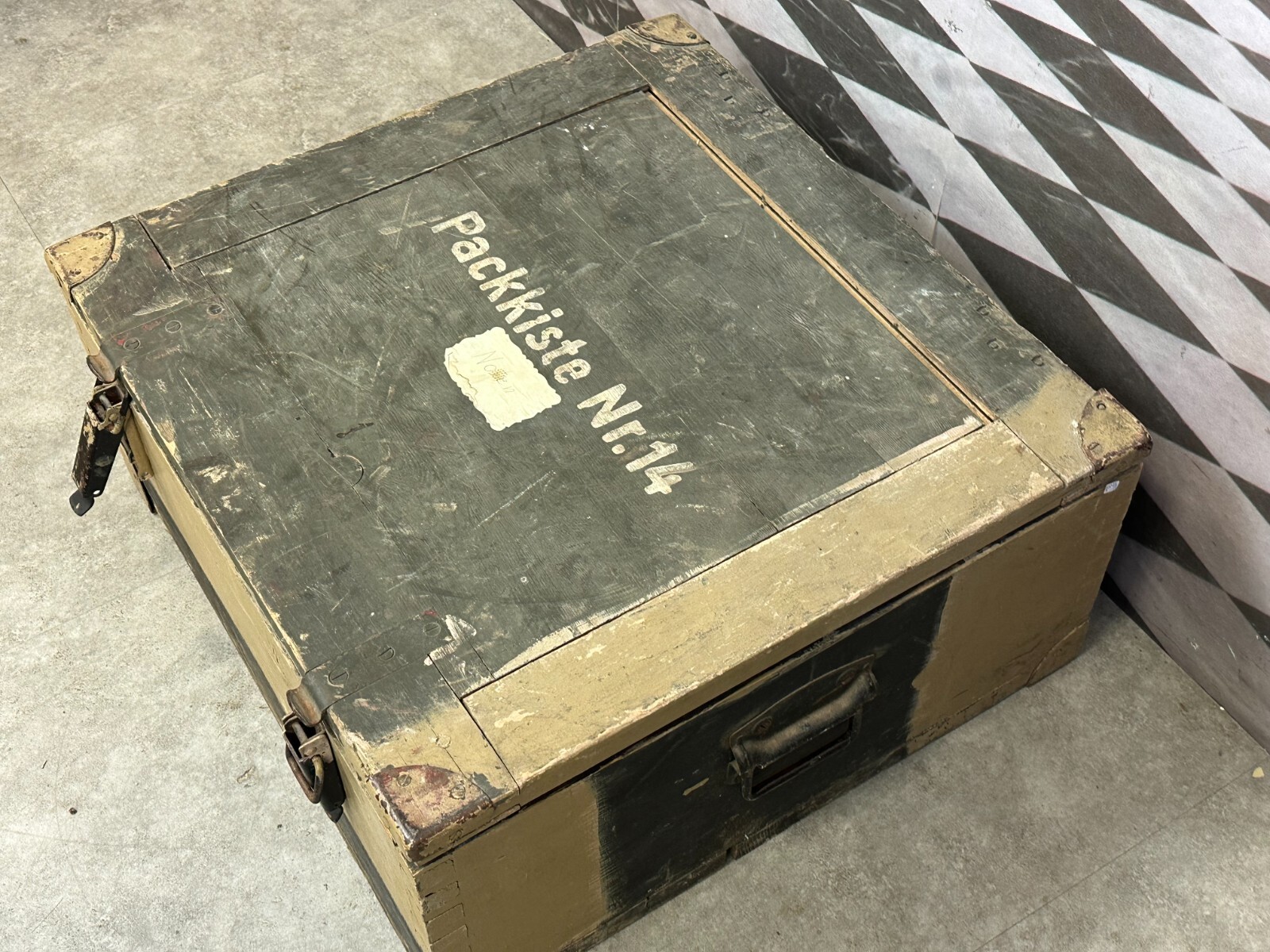 ANTIKE PACKKISTE KISTE AUS HOLZ MASSIV METALL SCHLIESSER – Bild 3