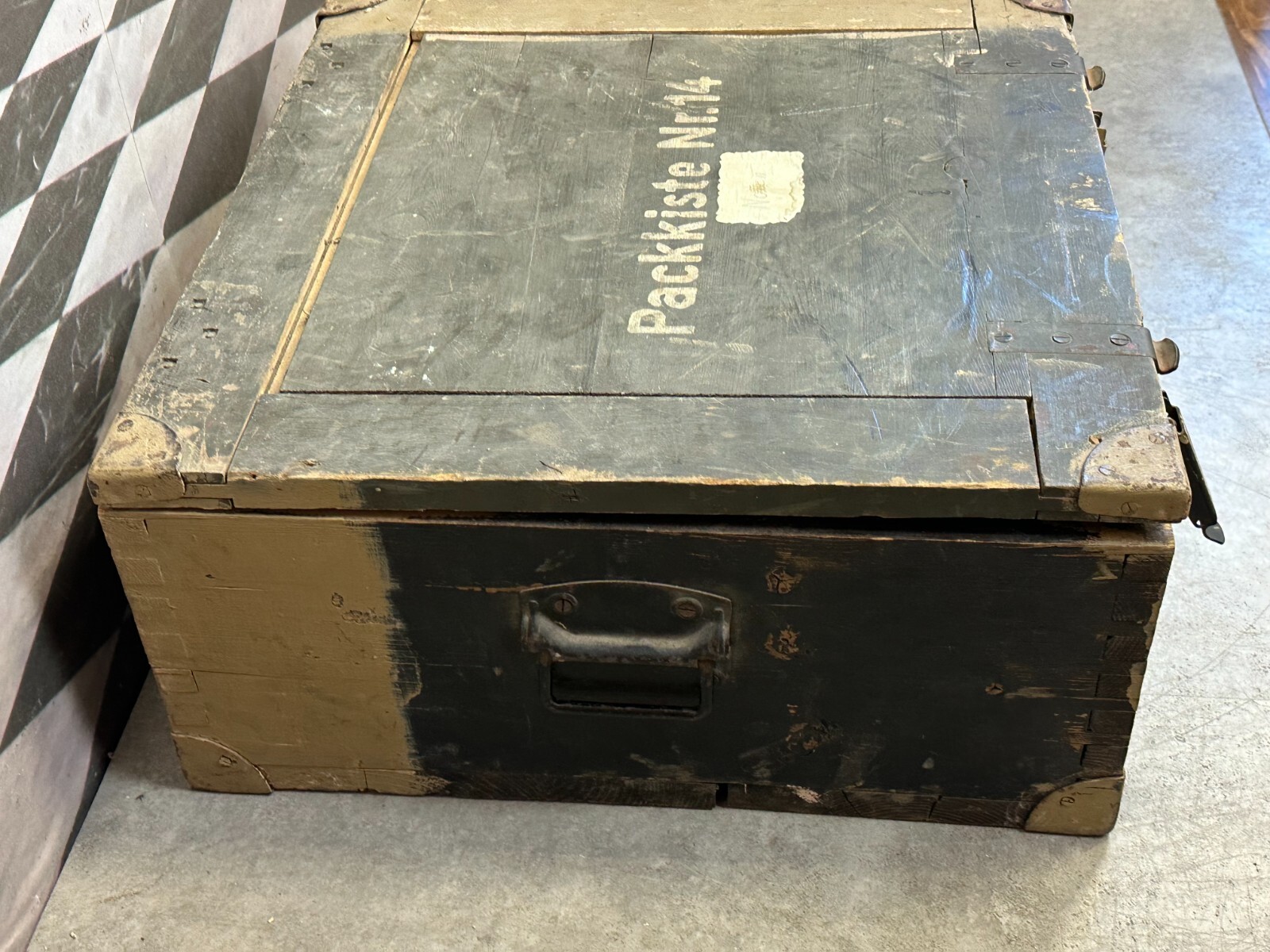 ANTIKE PACKKISTE KISTE AUS HOLZ MASSIV METALL SCHLIESSER – Bild 5