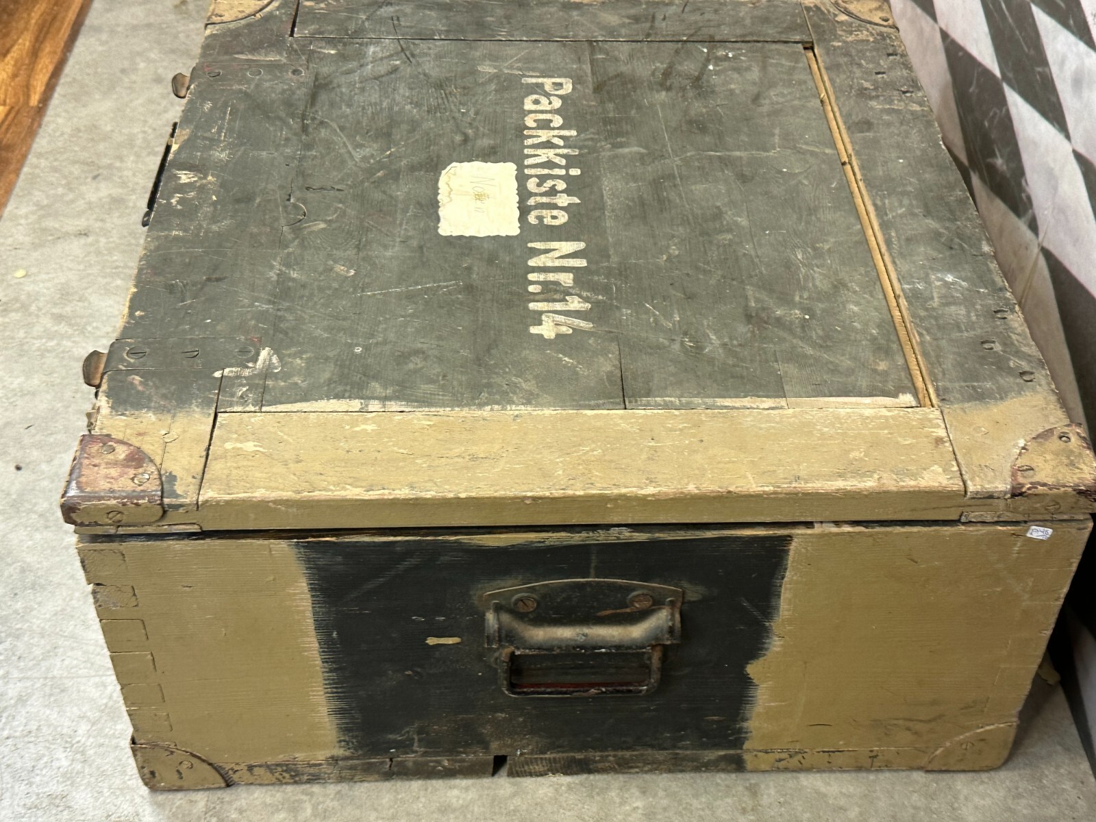 ANTIKE PACKKISTE KISTE AUS HOLZ MASSIV METALL SCHLIESSER – Bild 6