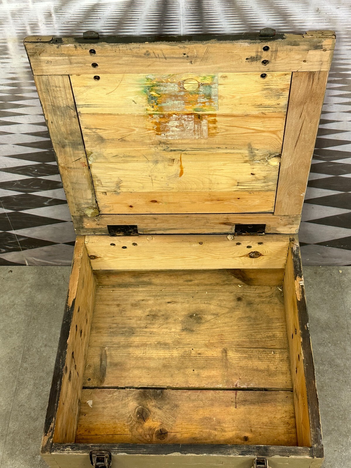 ANTIKE PACKKISTE KISTE AUS HOLZ MASSIV METALL SCHLIESSER – Bild 7