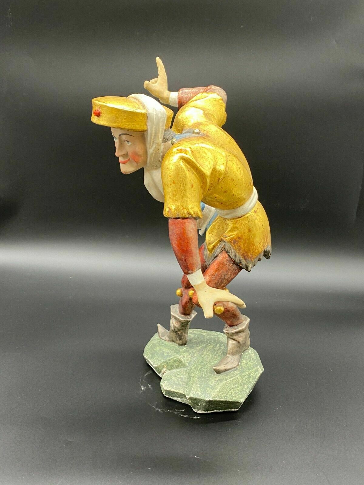 SKULPTUR MORISKENTÄNZER UM 1950 GROSS 36cm HOLZ HANDGESCHNITZT UND GEFASST – Bild 6