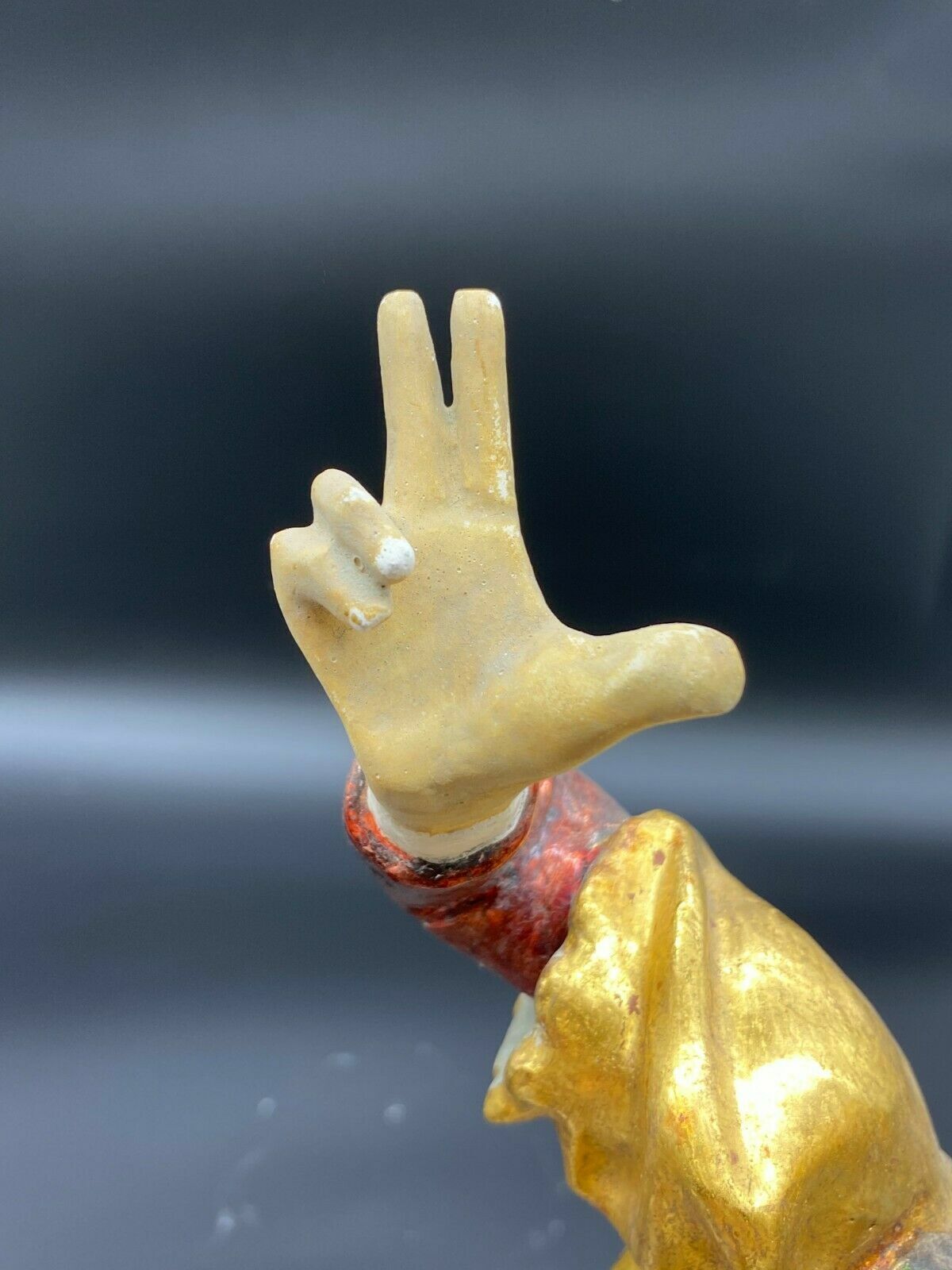 SKULPTUR MORISKENTÄNZER UM 1950 GROSS 36cm HOLZ HANDGESCHNITZT UND GEFASST – Bild 8