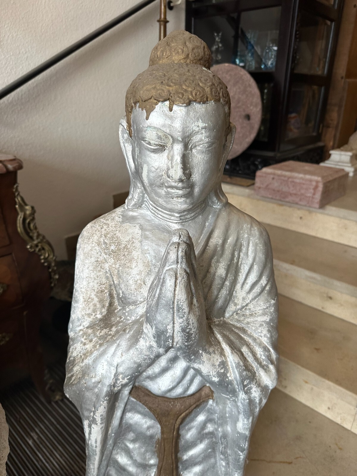 GARTEN FIGUR GROSSER BUDDHA AUS BETON HANDBEMALT ca. 80kg 114cm – Bild 3