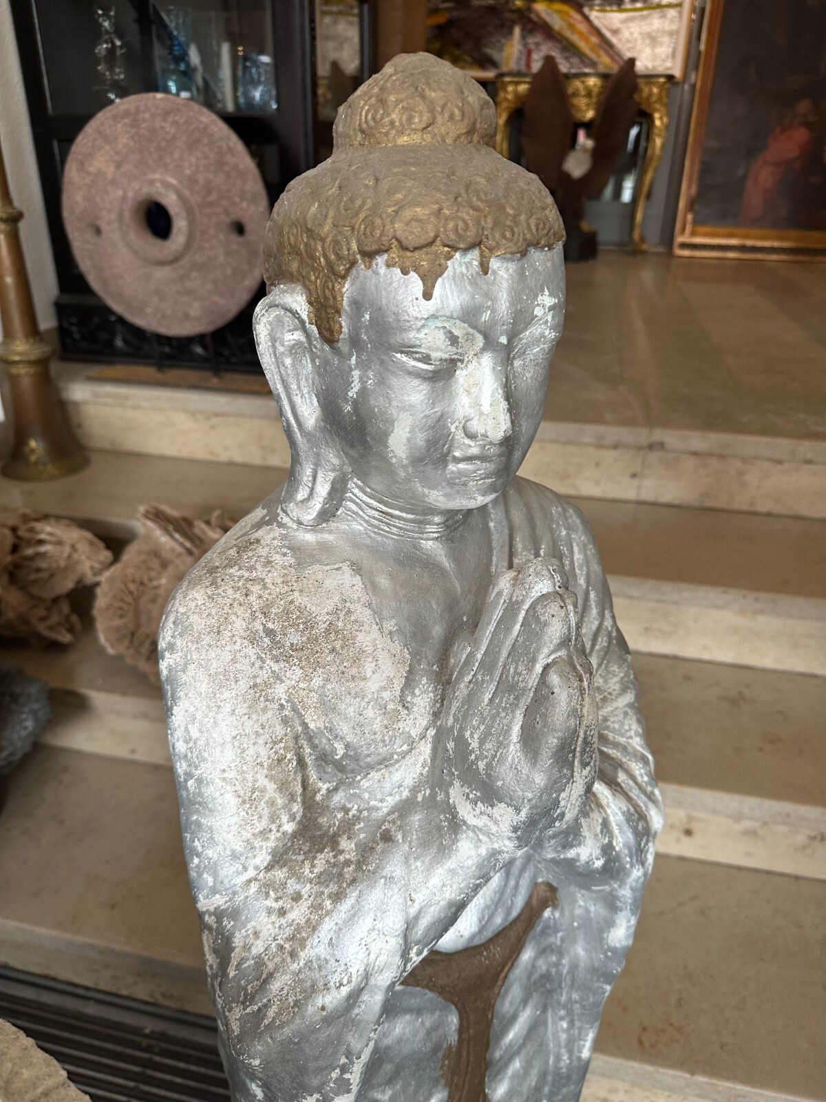 GARTEN FIGUR GROSSER BUDDHA AUS BETON HANDBEMALT ca. 80kg 114cm – Bild 4