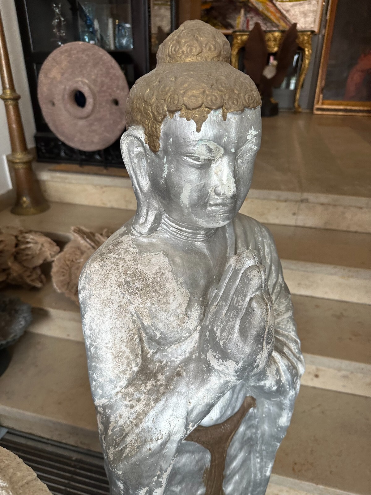 GARTEN FIGUR GROSSER BUDDHA AUS BETON HANDBEMALT ca. 80kg 114cm – Bild 5