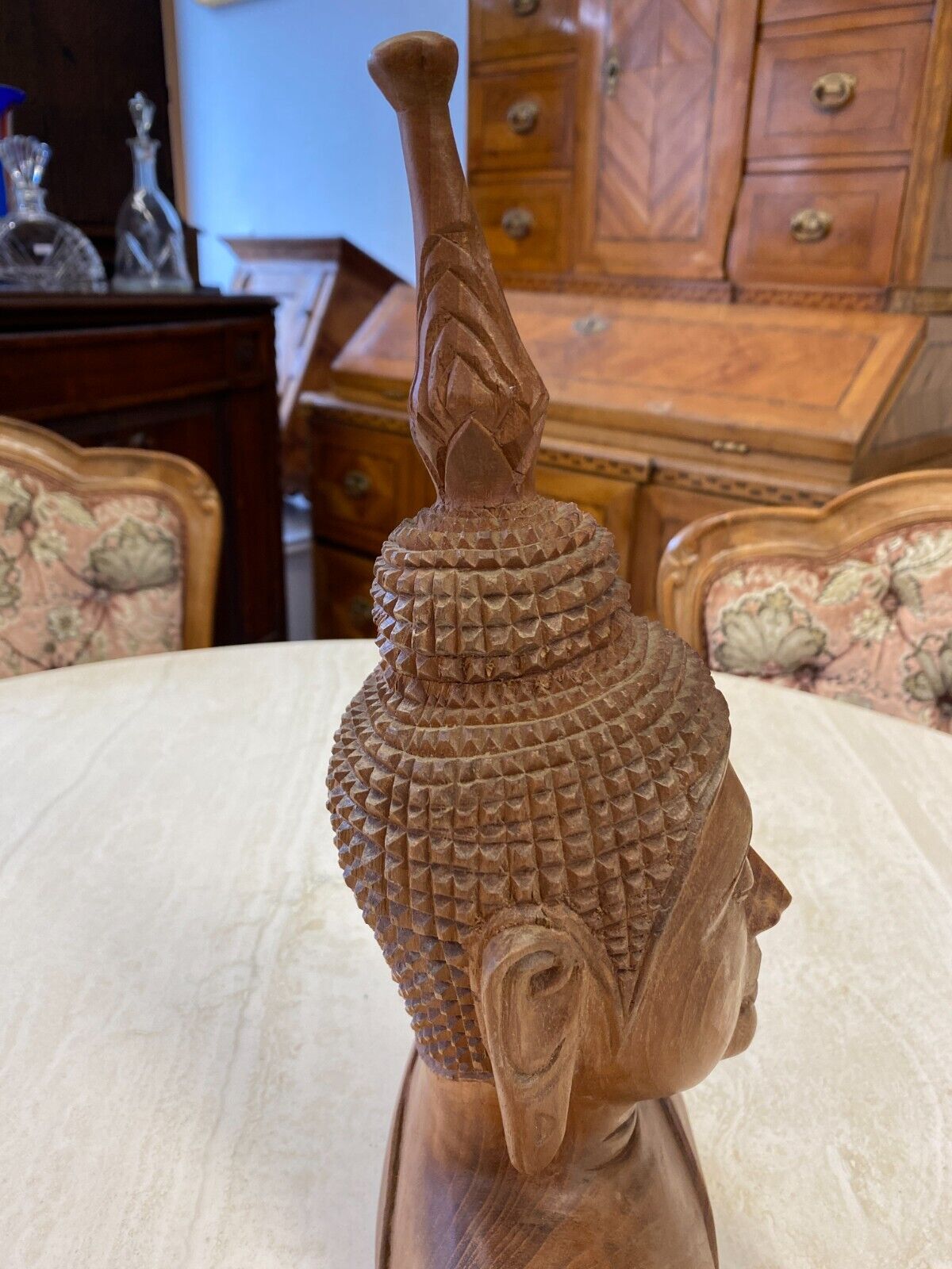 CHINA SKULPTUR AUS HOLZ BÜSTE BUDDHA 34cm HOCH – Bild 11