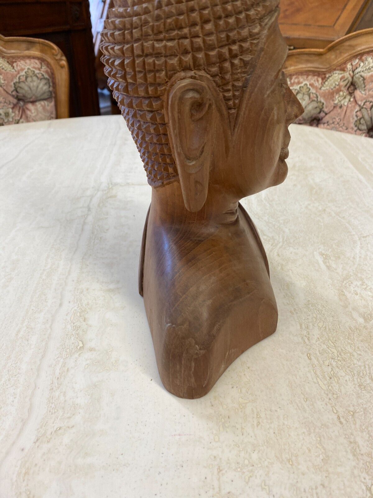 CHINA SKULPTUR AUS HOLZ BÜSTE BUDDHA 34cm HOCH – Bild 12