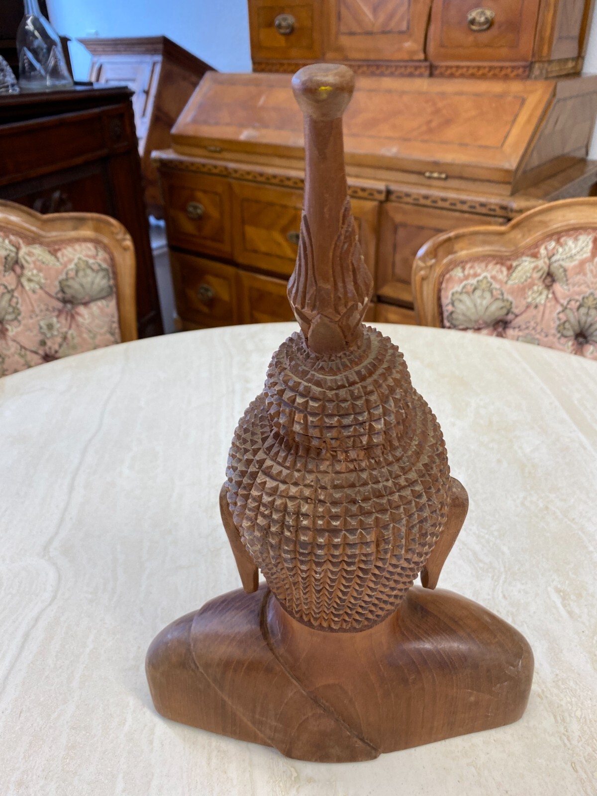 CHINA SKULPTUR AUS HOLZ BÜSTE BUDDHA 34cm HOCH – Bild 13