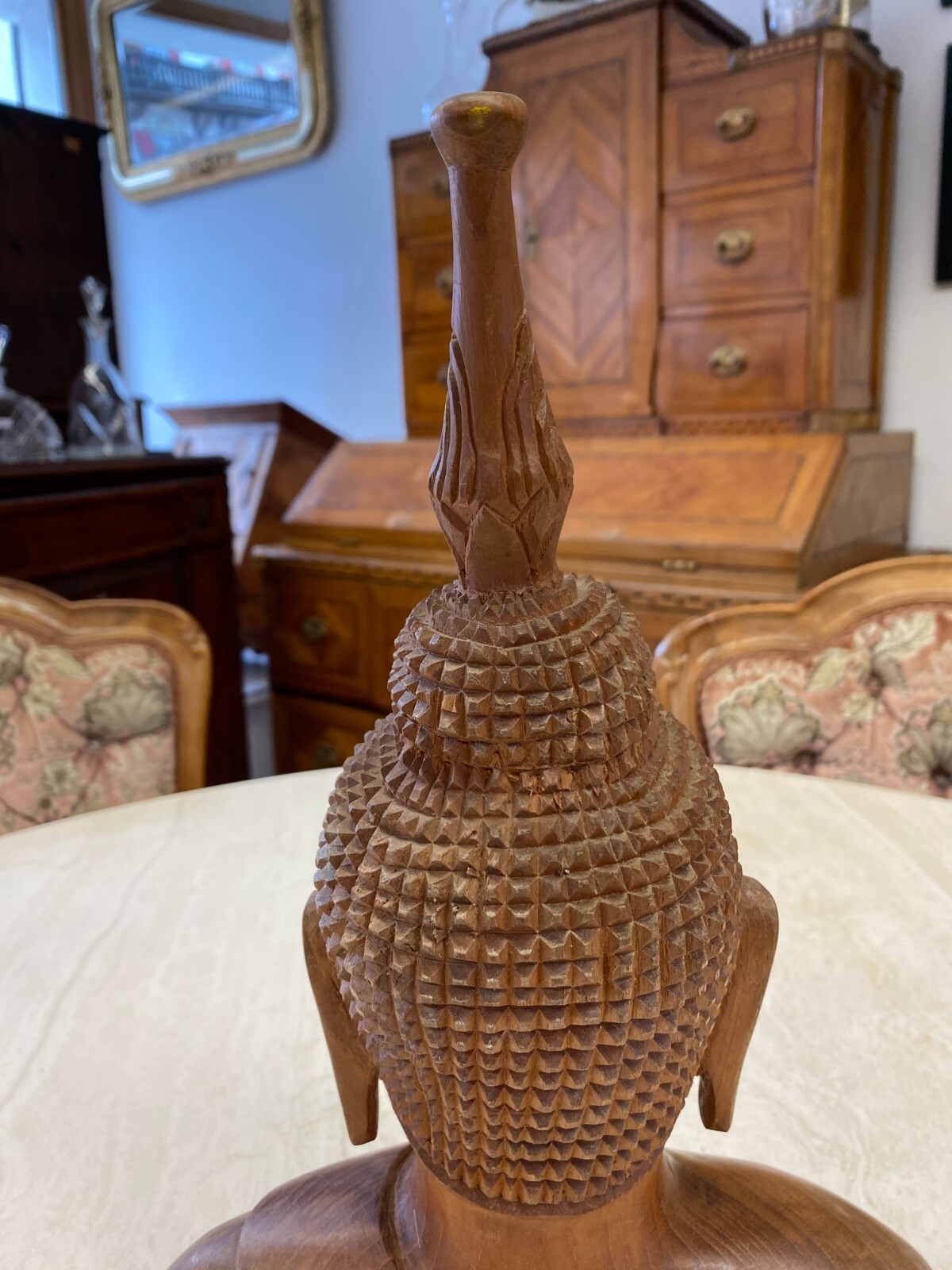 CHINA SKULPTUR AUS HOLZ BÜSTE BUDDHA 34cm HOCH – Bild 14