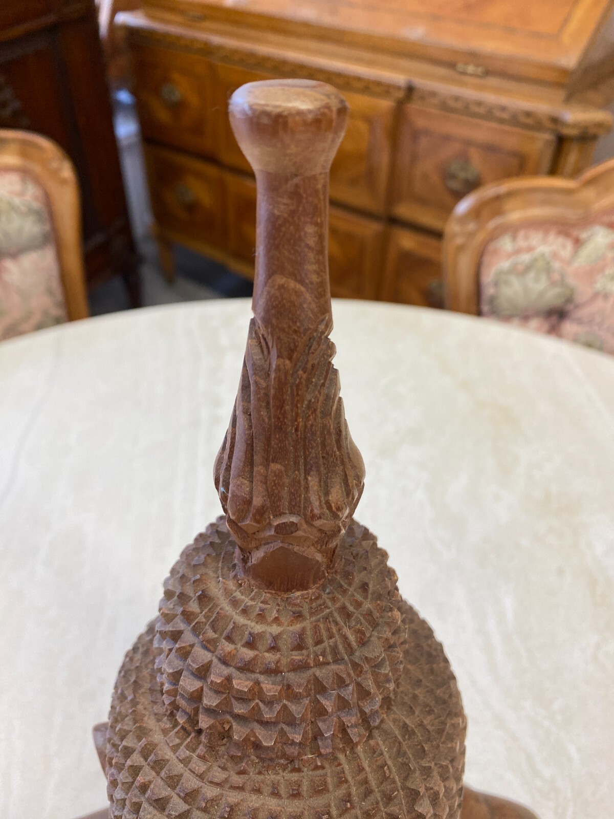CHINA SKULPTUR AUS HOLZ BÜSTE BUDDHA 34cm HOCH – Bild 3