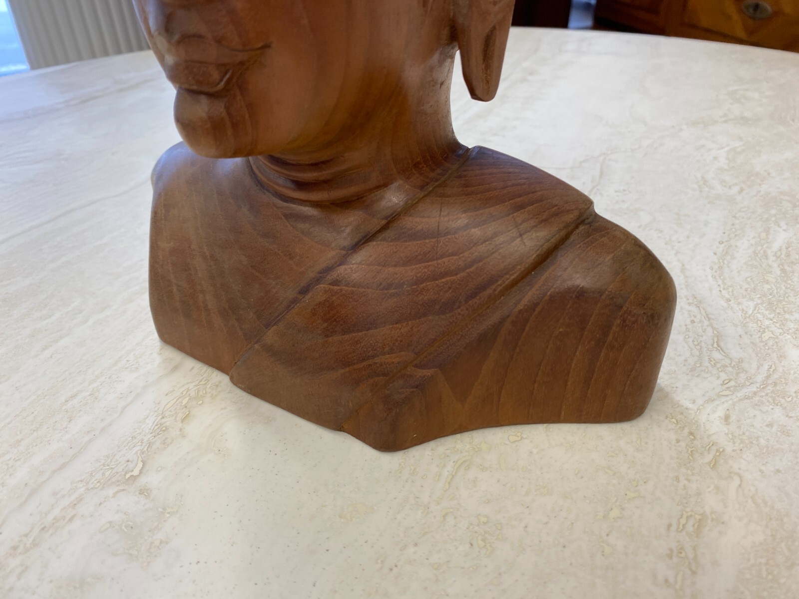 CHINA SKULPTUR AUS HOLZ BÜSTE BUDDHA 34cm HOCH – Bild 7
