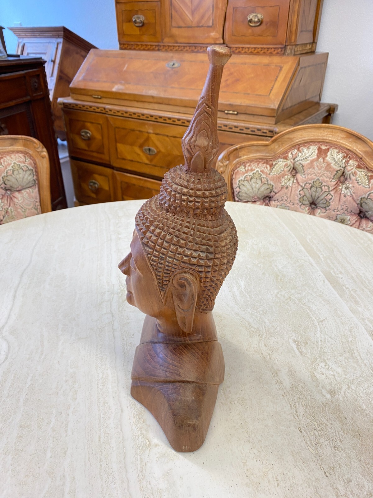 CHINA SKULPTUR AUS HOLZ BÜSTE BUDDHA 34cm HOCH – Bild 8