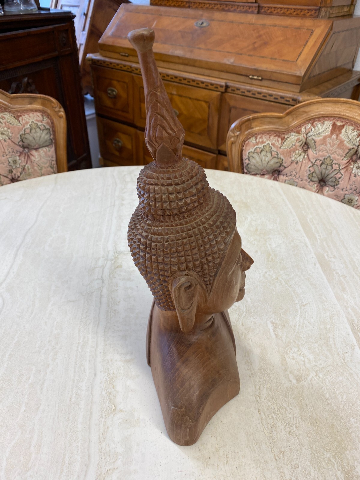 CHINA SKULPTUR AUS HOLZ BÜSTE BUDDHA 34cm HOCH – Bild 10