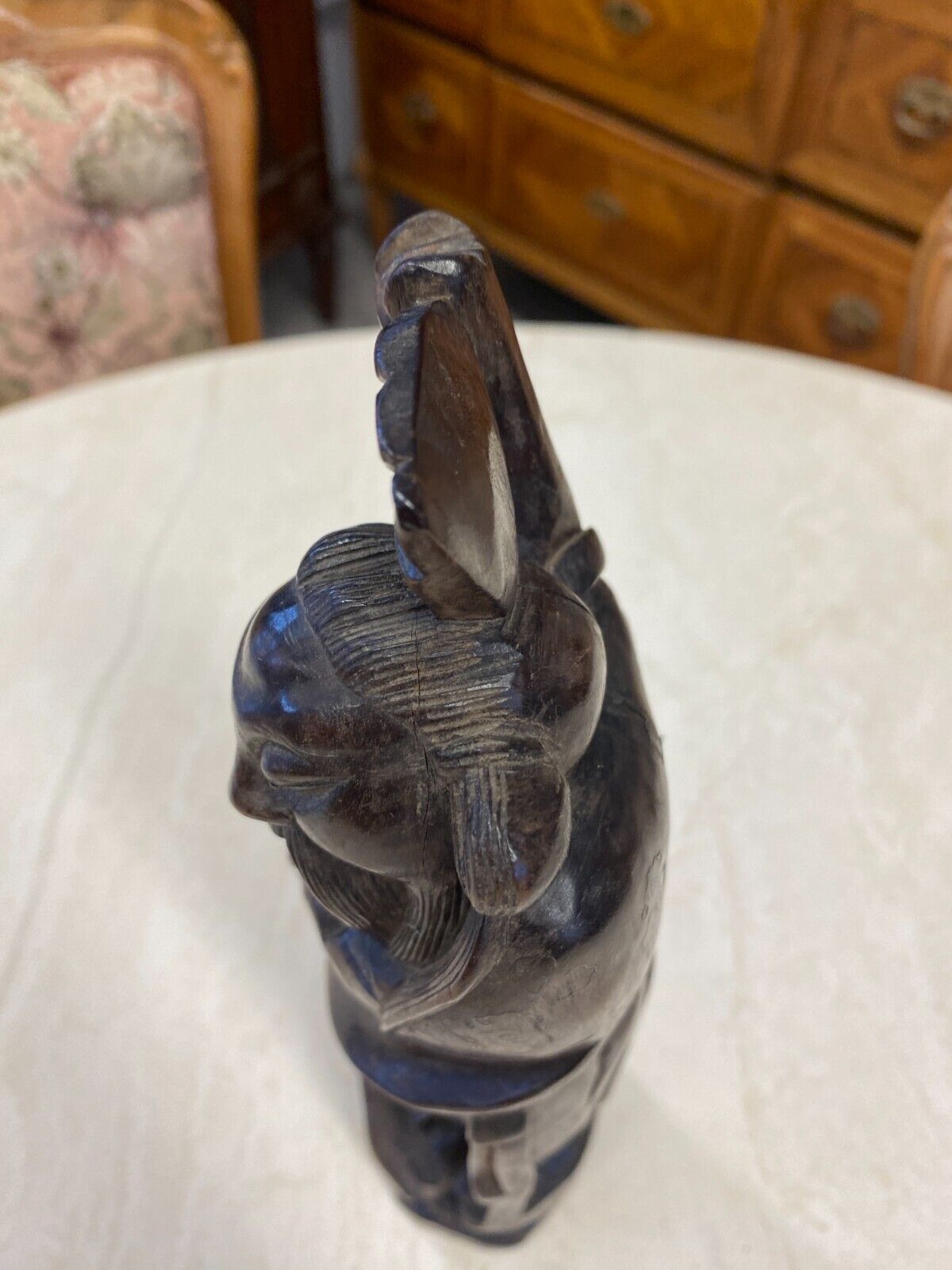 CHINA SKULPTUR AUS HOLZ GELEHRTER 28,5cm HOCH – Bild 12