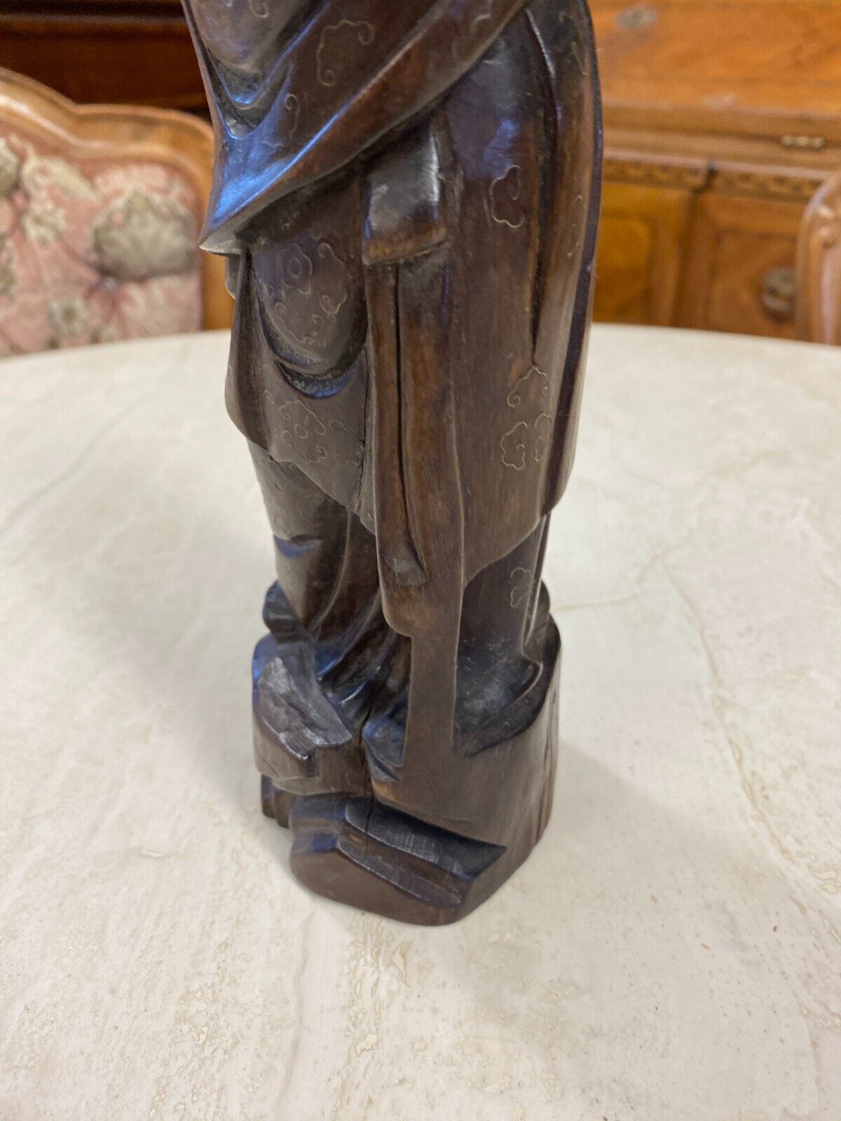 CHINA SKULPTUR AUS HOLZ GELEHRTER 28,5cm HOCH – Bild 14
