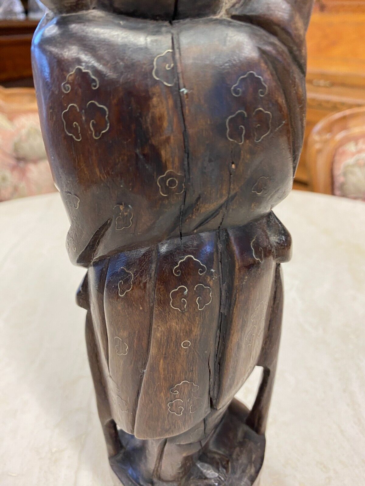 CHINA SKULPTUR AUS HOLZ GELEHRTER 28,5cm HOCH – Bild 17