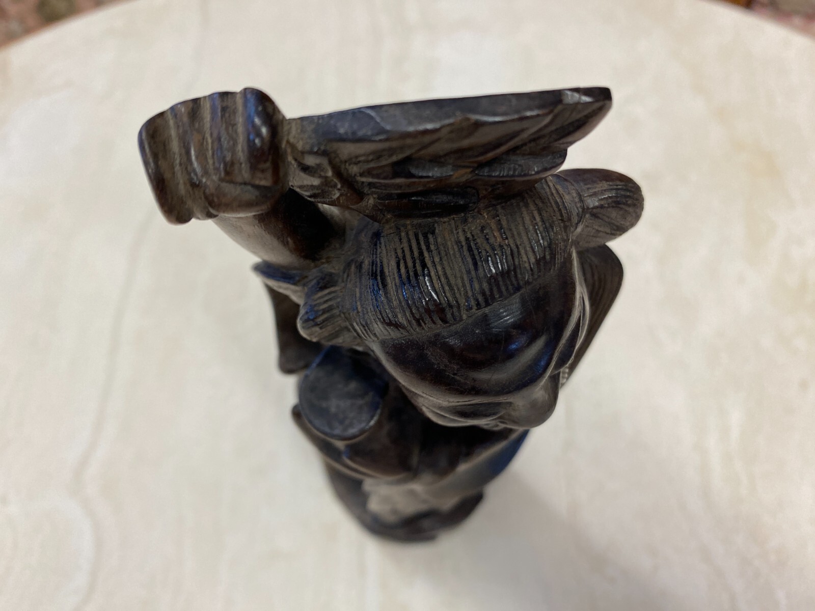 CHINA SKULPTUR AUS HOLZ GELEHRTER 28,5cm HOCH – Bild 3