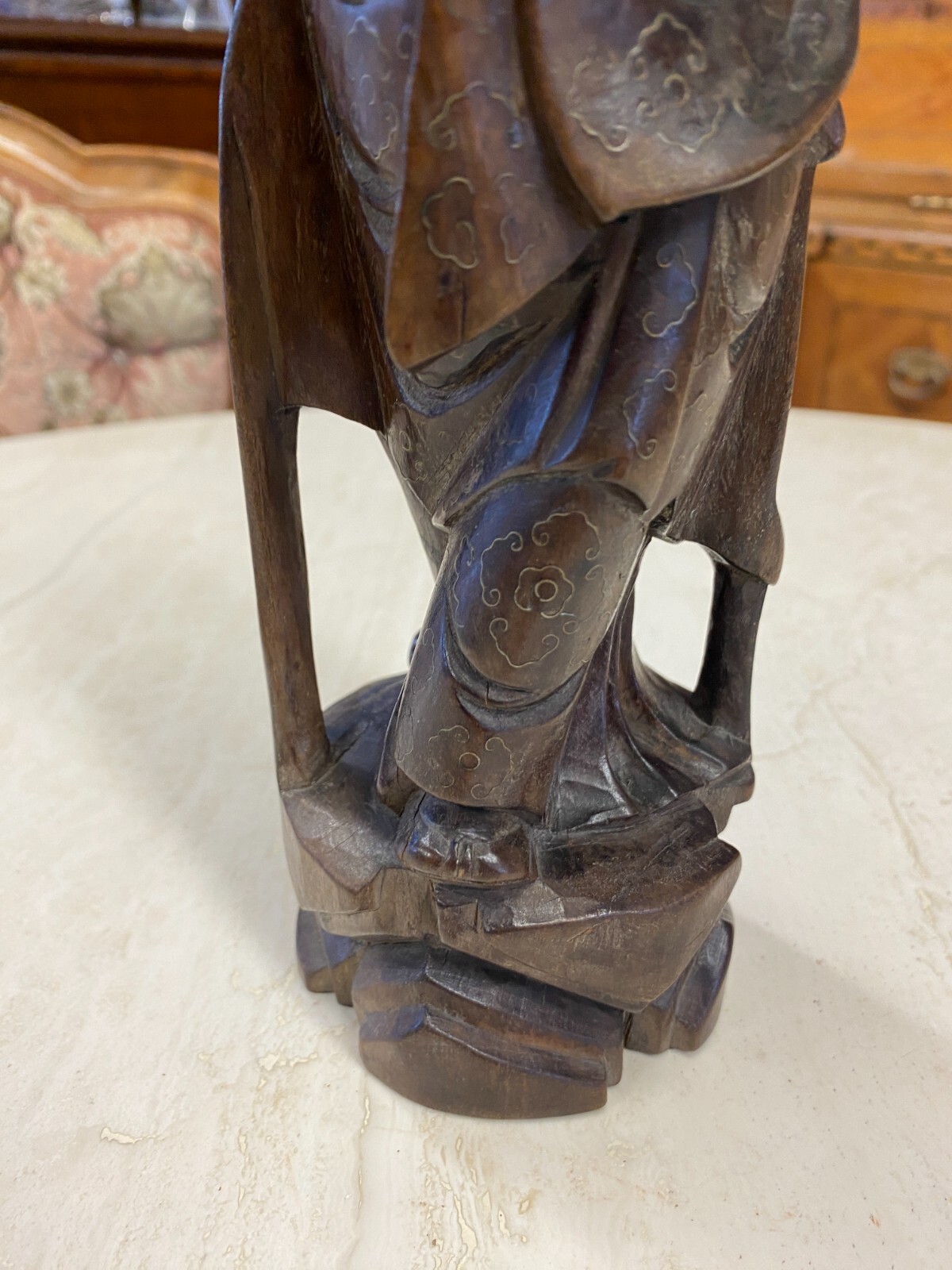 CHINA SKULPTUR AUS HOLZ GELEHRTER 28,5cm HOCH – Bild 7