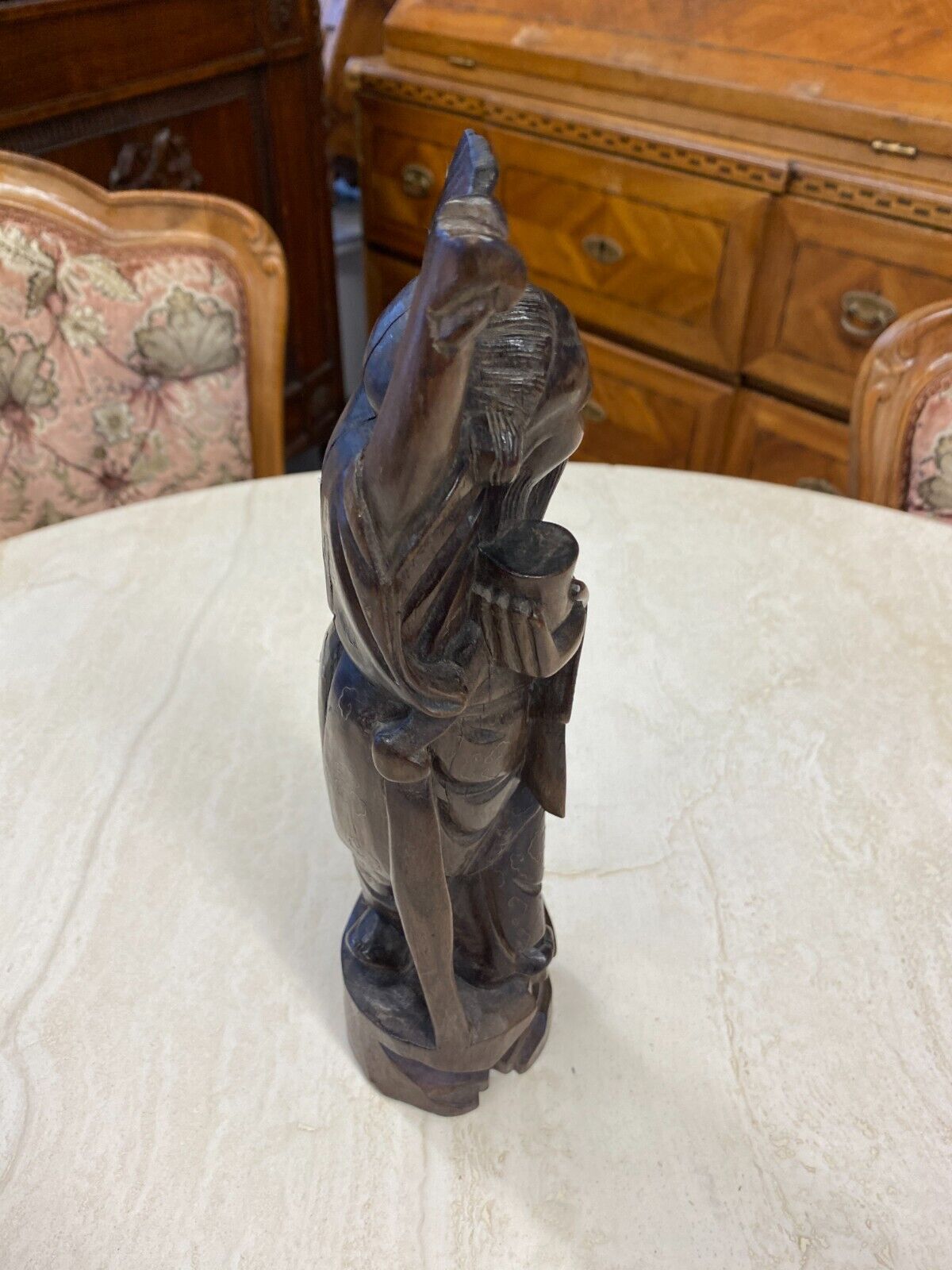 CHINA SKULPTUR AUS HOLZ GELEHRTER 28,5cm HOCH – Bild 8