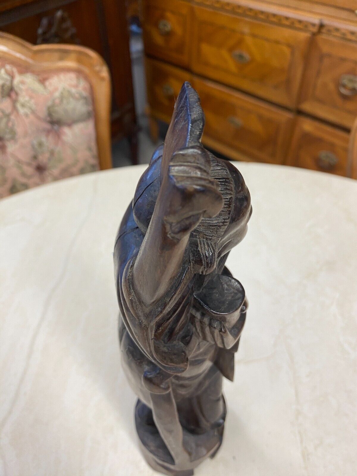 CHINA SKULPTUR AUS HOLZ GELEHRTER 28,5cm HOCH – Bild 9