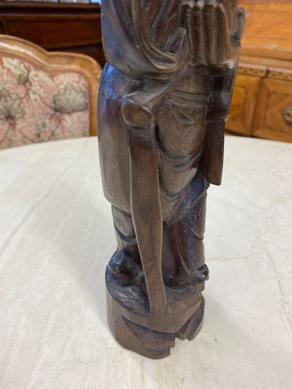 CHINA SKULPTUR AUS HOLZ GELEHRTER 28,5cm HOCH – Bild 10