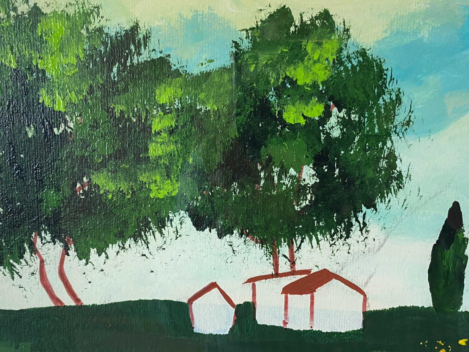 SEHR GROSSES AQUARELL MASSIV GERAHMT SOMMER LANDSCHAFT SIGNIERT M. LAVEZOLLI – Bild 8