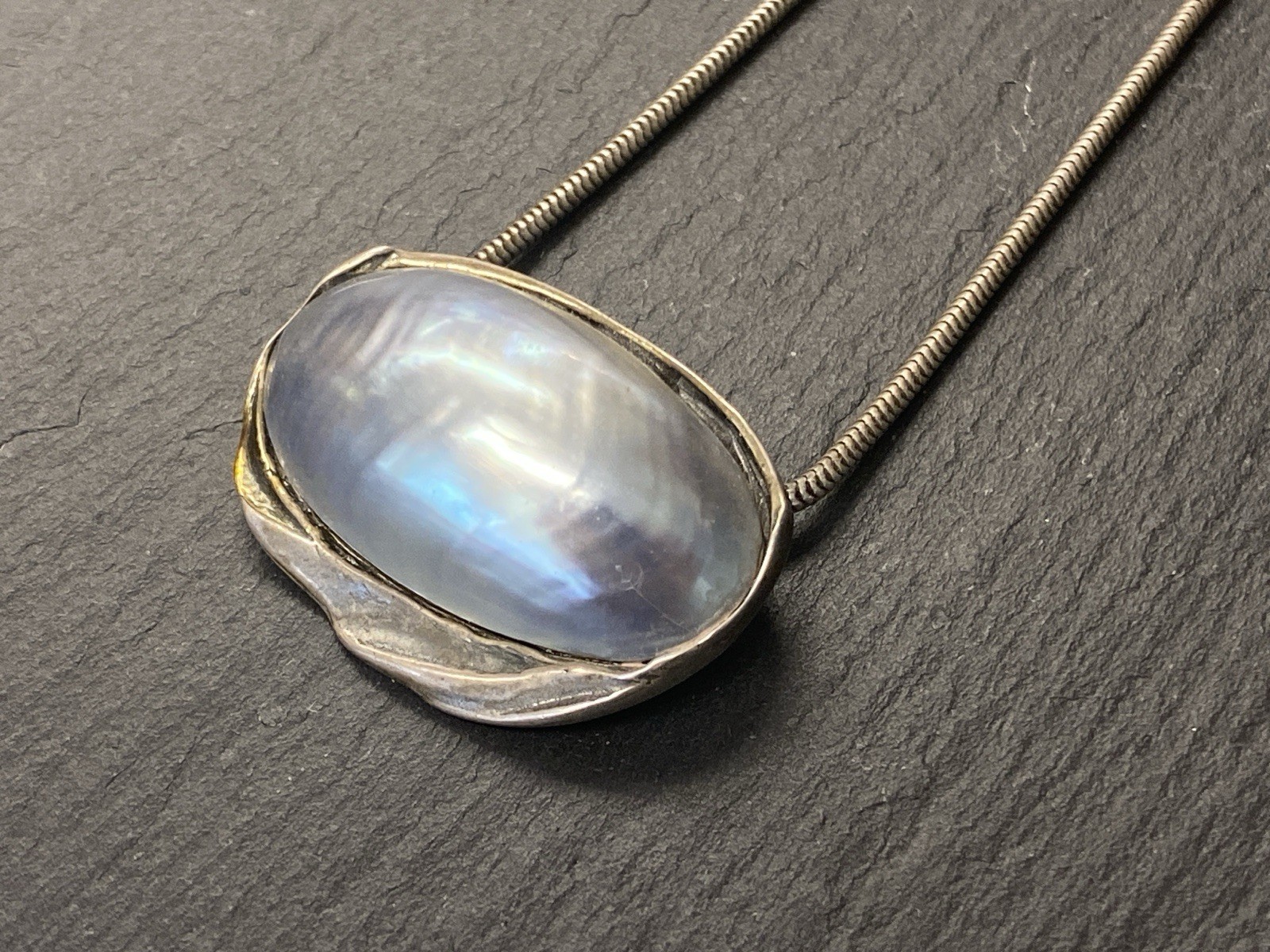 HALSKETTE MIT ANHÄNGER KETTE PERLMUTT 925 STERLING SILBER