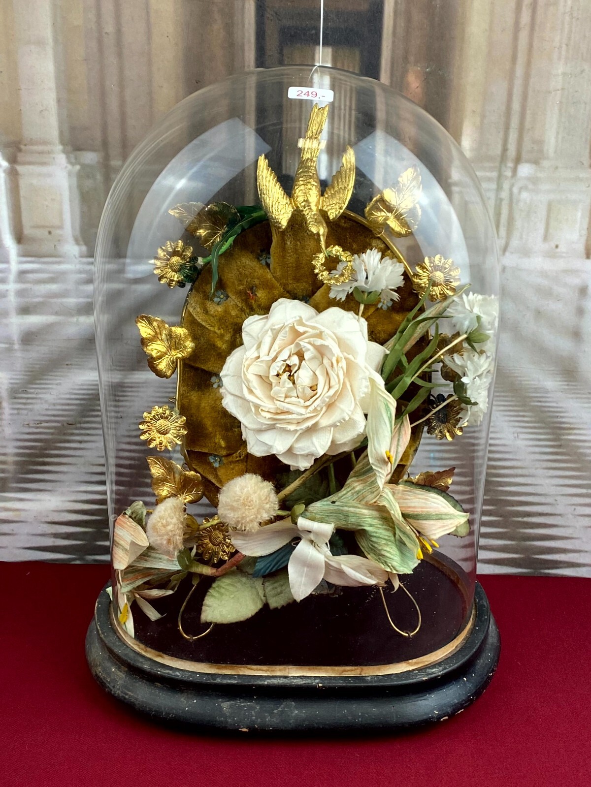 GLOBE DE MARIEE HOCHZEIT ANDENKEN FRANKREICH NAPOLEON III SPIEGEL VOGEL 43cm