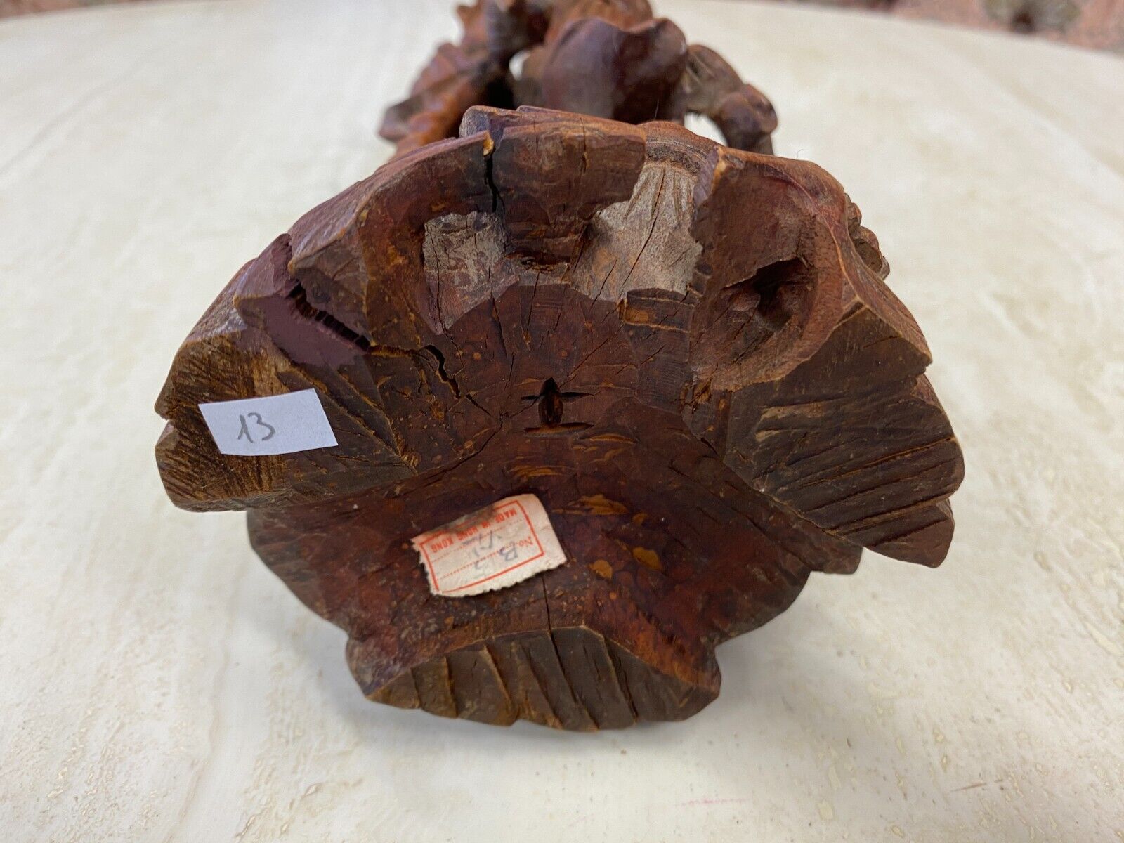 CHINA SKULPTUR AUS HOLZ GELEHRTER MIT STOCK 30cm HOCH – Bild 15