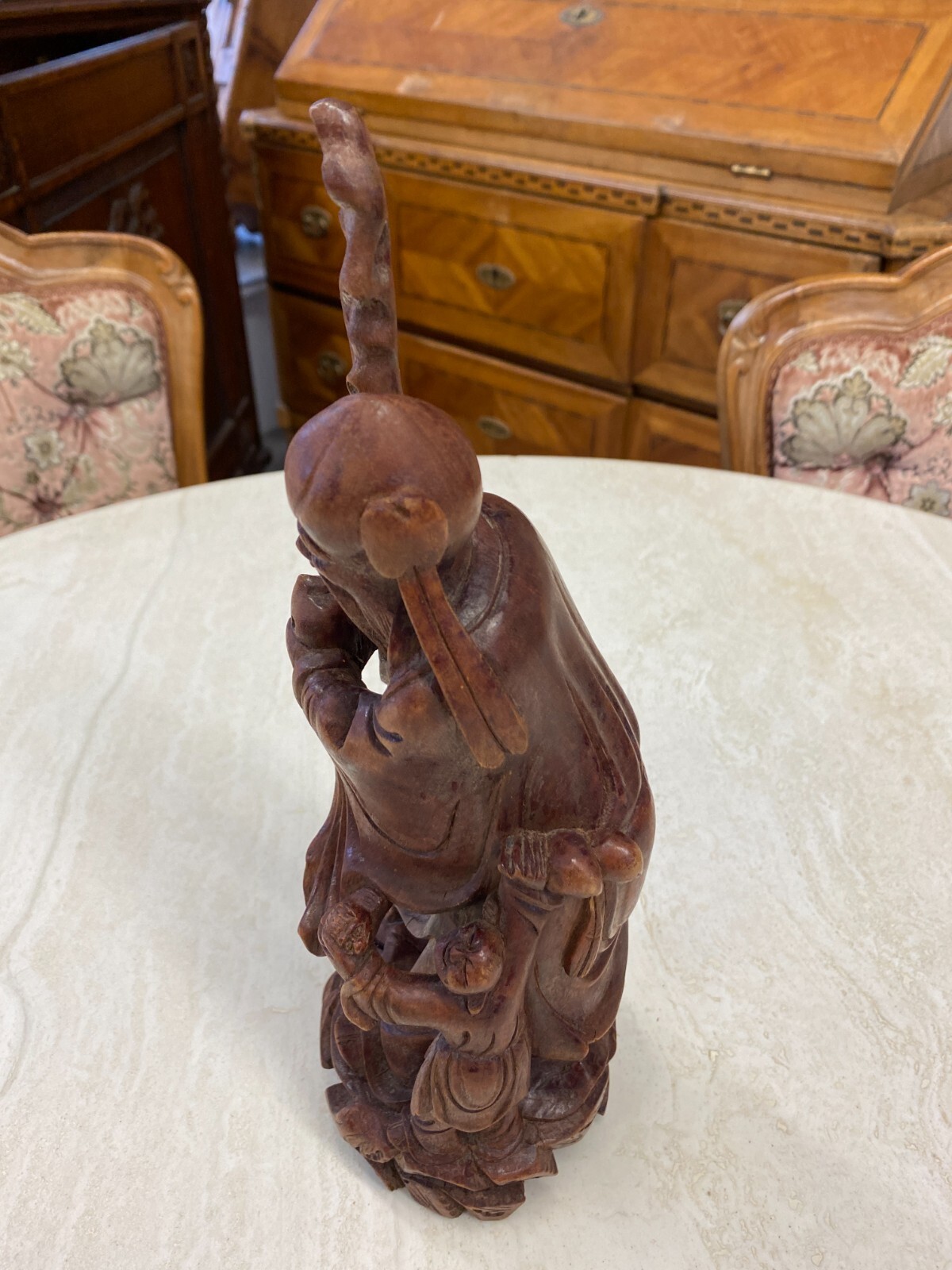 CHINA SKULPTUR AUS HOLZ GELEHRTER MIT STOCK 30cm HOCH – Bild 9