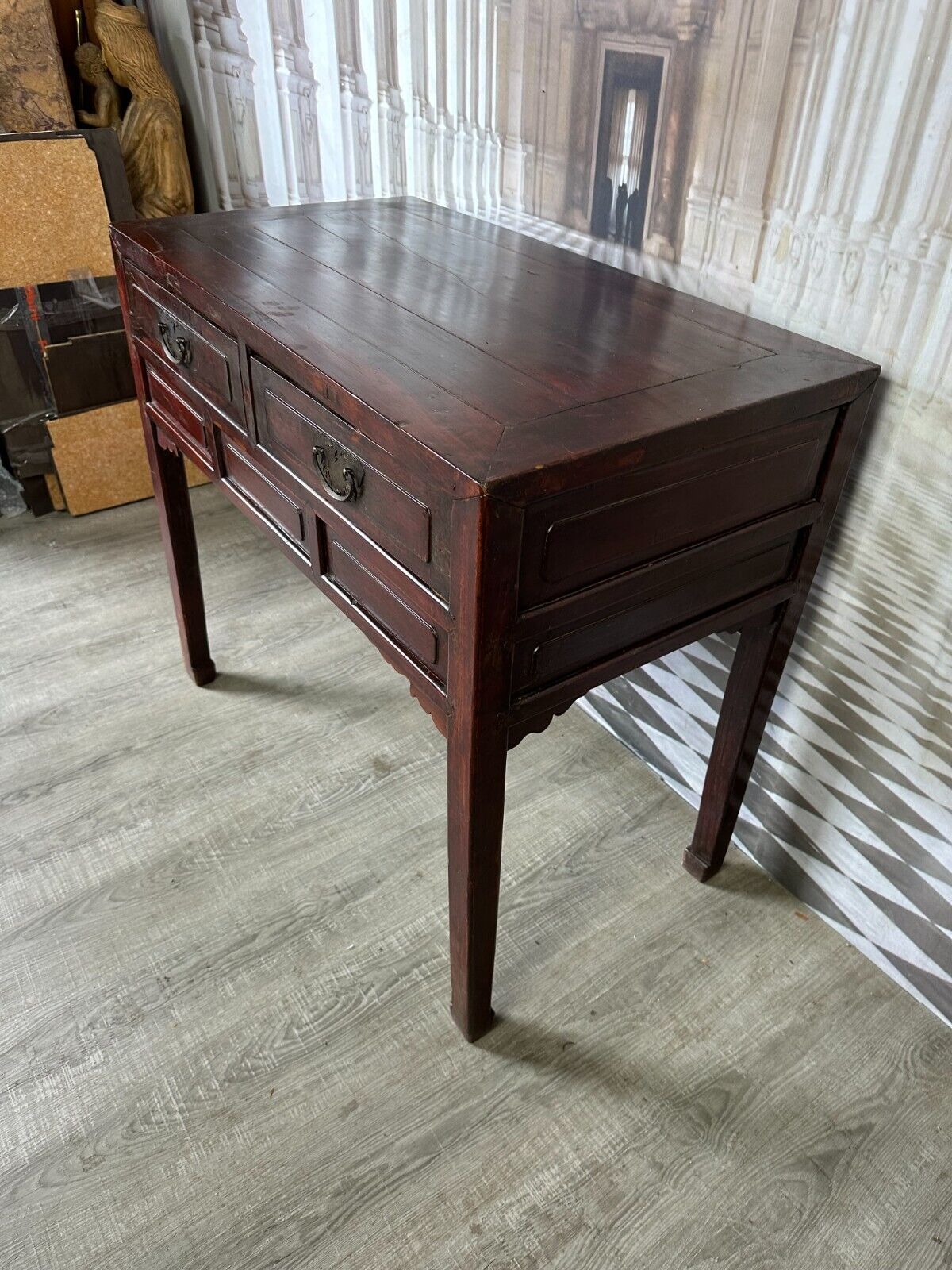 ANTIKER CHINESISCHER TISCH UM 1900 ULMENHOLZ CHINA KÜCHENTISCH ANTIK – Bild 4