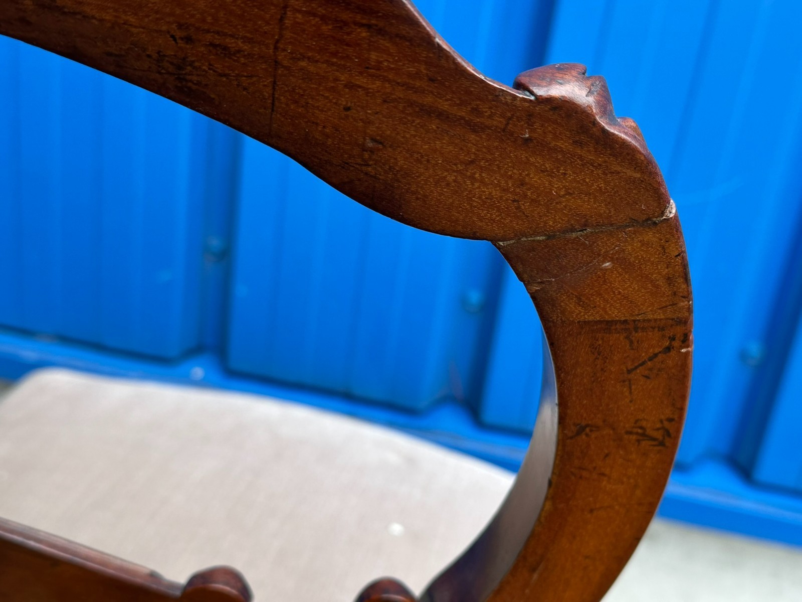 ANTIKER STUHL UM 1870 ENGLAND MAHAGONI GESTELL – Bild 11