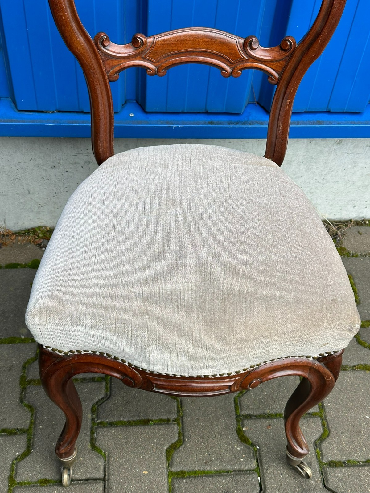 ANTIKER STUHL UM 1870 ENGLAND MAHAGONI GESTELL – Bild 5