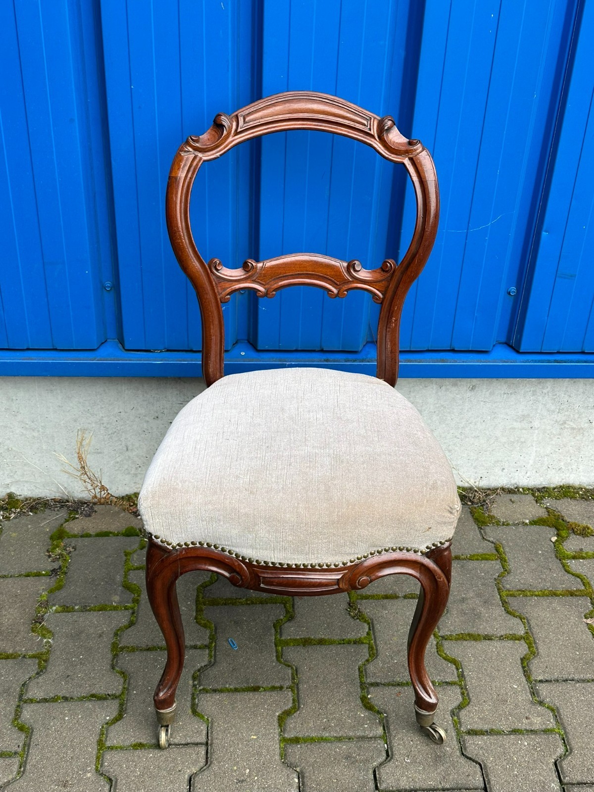 ANTIKER STUHL UM 1870 ENGLAND MAHAGONI GESTELL