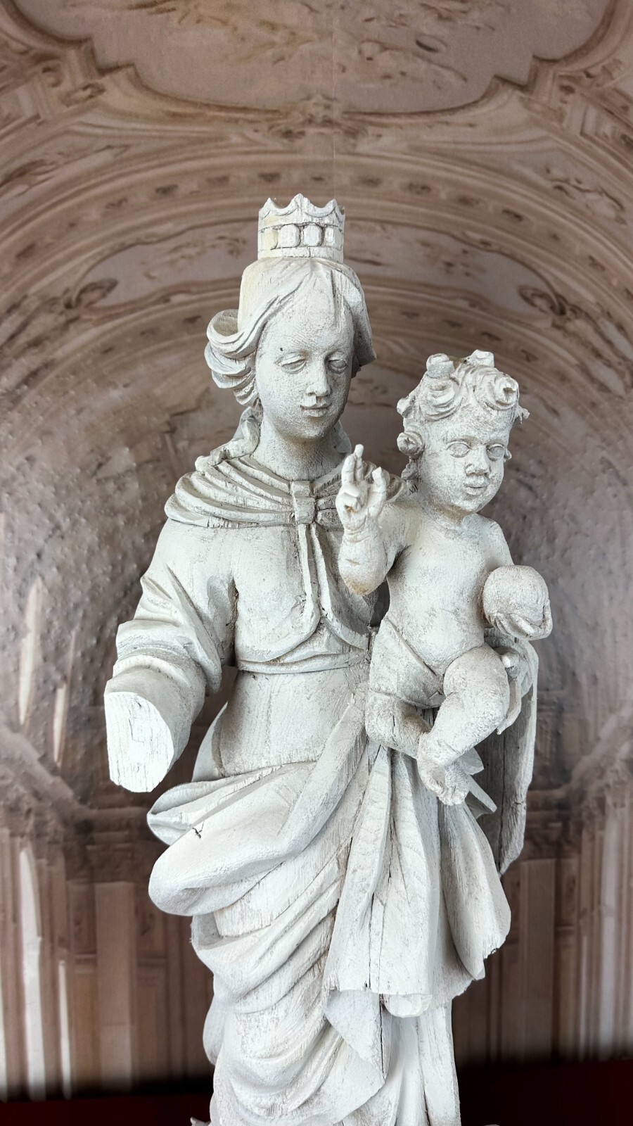 NEO GOTIK HEILIGENFIGUR HOLZ HANDGESCHNITZT HEILIGE MARIA MIT DEM JESUS KIND – Bild 3