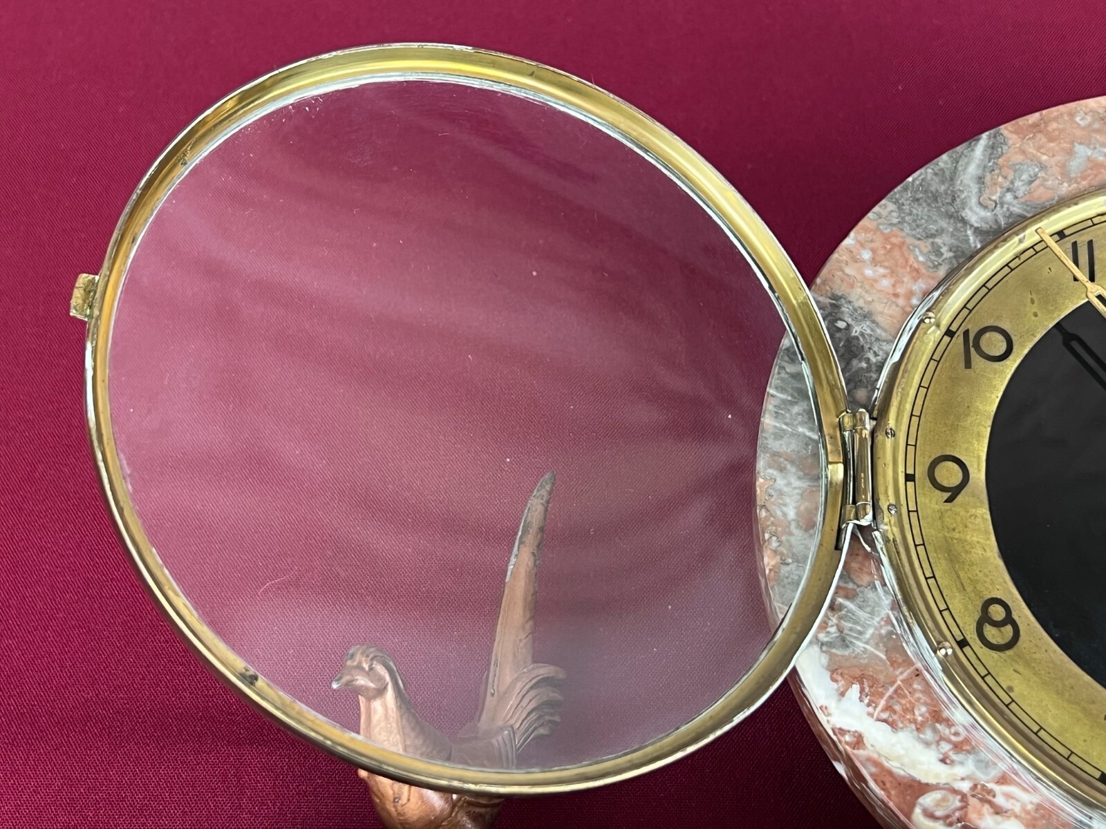 ANTIKE KAMINUHR ART DECO MARMOR UND FASANEN – Bild 17